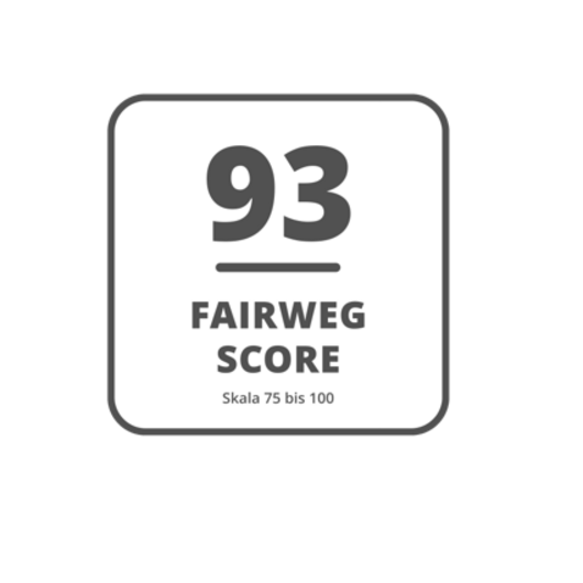 Grünes Siegel mit der Note 93 Fairweg Score