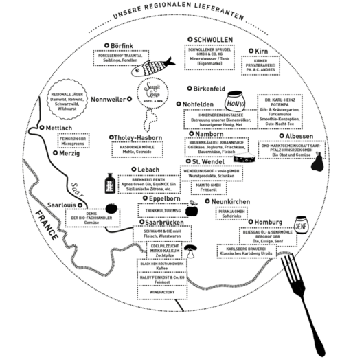 Map of regional suppliers for Seezeit Lodge Hotel & Spa